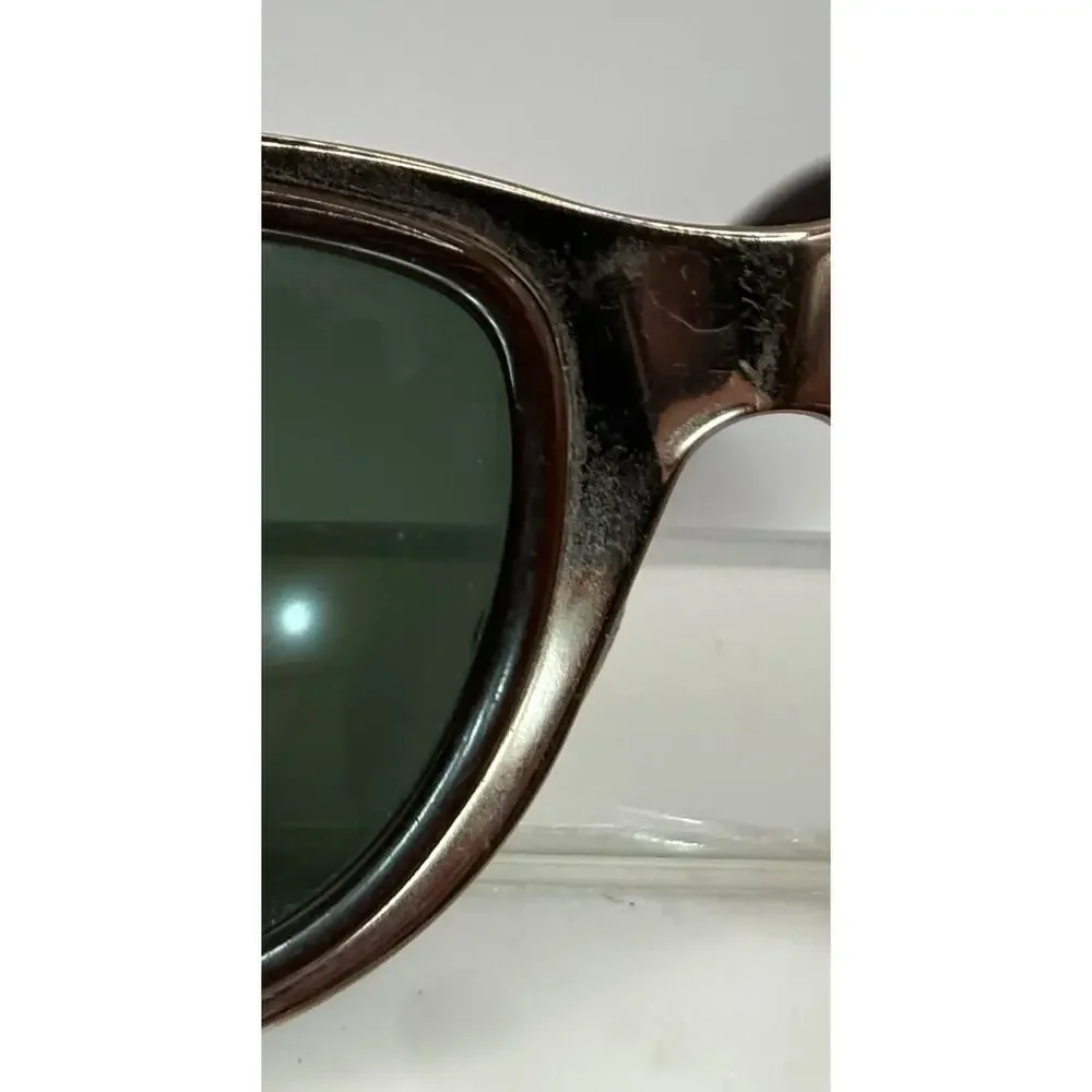 DKNY Westwood K01013 Sunglasses Brown Wrap Frame Green Lens Women’s Retro